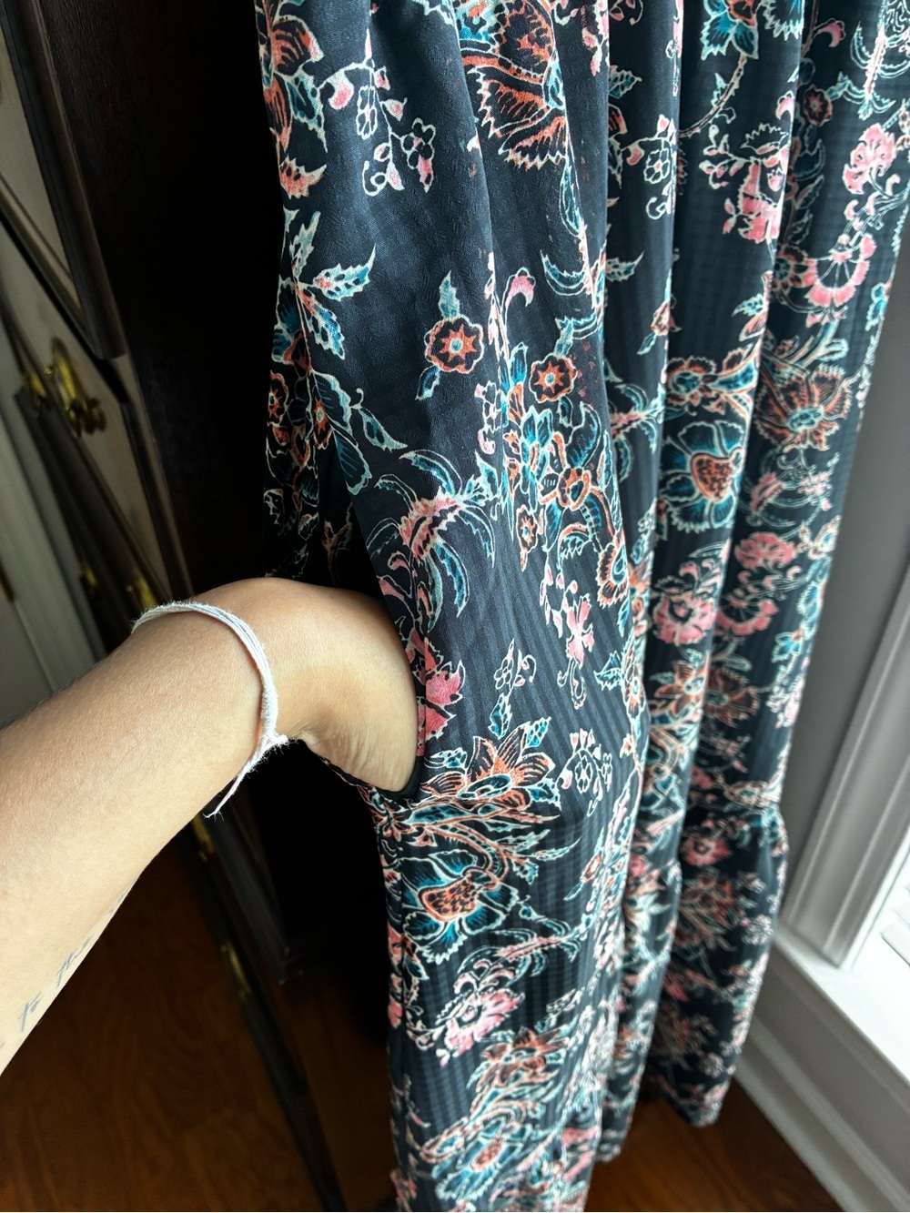 Universal Thread Floral Maxi Dress M Smocked Puff Sleeve - Picture 7 of 9
